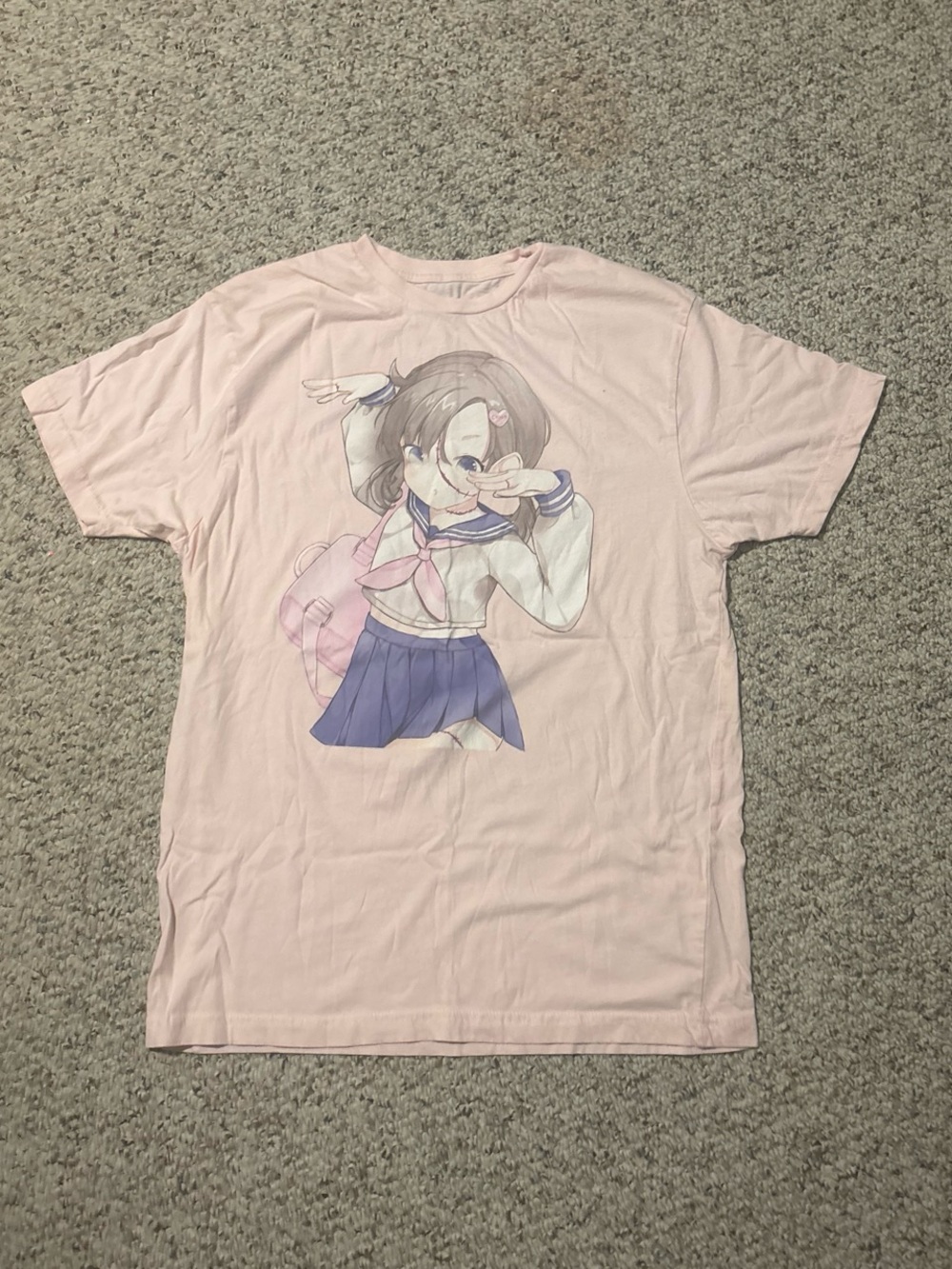 Zombie School Girl T-Shirt Light Pink Anime Graphic Tee for Women - Picture 2 of 6